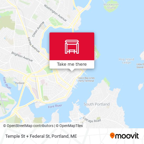Temple St + Federal St map