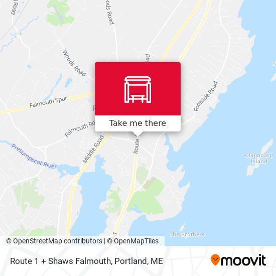 Mapa de Route 1 + Shaws Falmouth