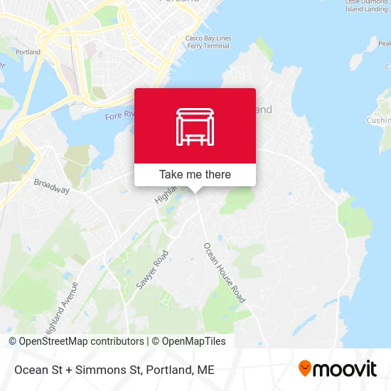 Ocean St + Simmons St map