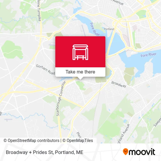 Broadway + Prides St map