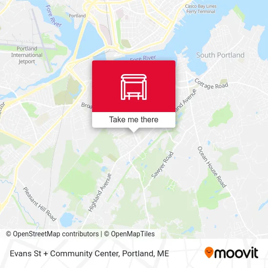 Evans St + Community Center map