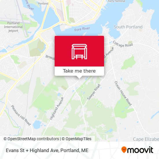 Evans St + Highland Ave map