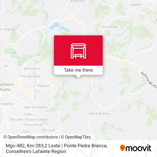 Mgc-482, Km 283,2 Leste | Ponte Pedra Branca map