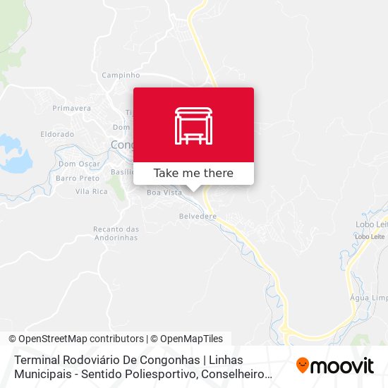 Mapa Terminal Rodoviário De Congonhas | Linhas Municipais - Sentido Poliesportivo