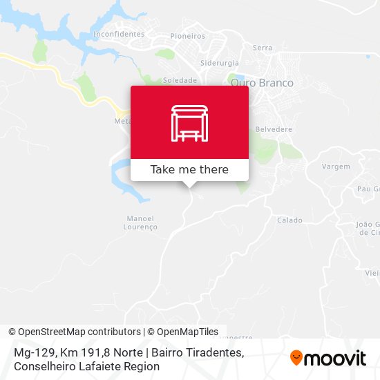 Mapa Mg-129, Km 191,8 Norte | Bairro Tiradentes