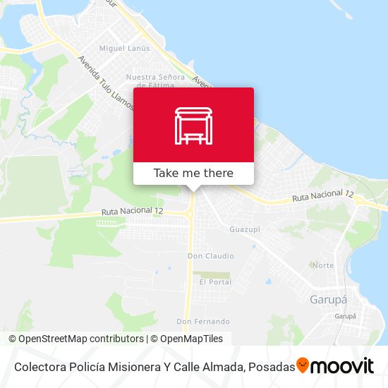 Colectora Policía Misionera Y Calle Almada map