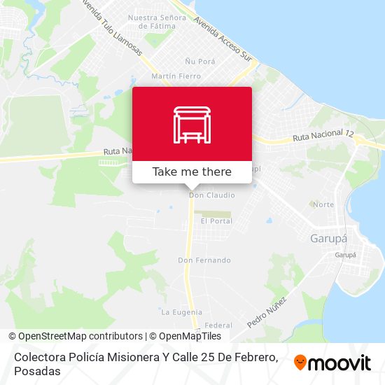 Mapa de Colectora Policía Misionera Y Calle 25 De Febrero