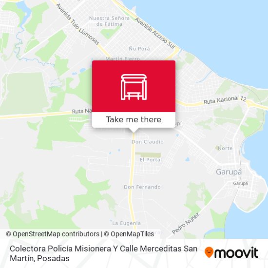Mapa de Colectora Policía Misionera Y Calle Merceditas San Martín