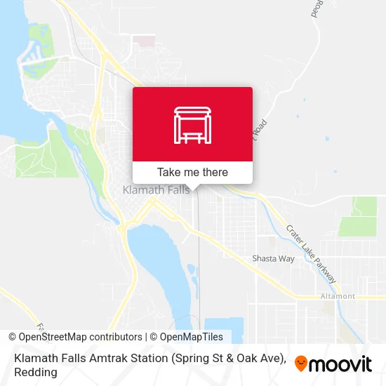 Mapa de Klamath Falls Amtrak Station (Spring St & Oak Ave)
