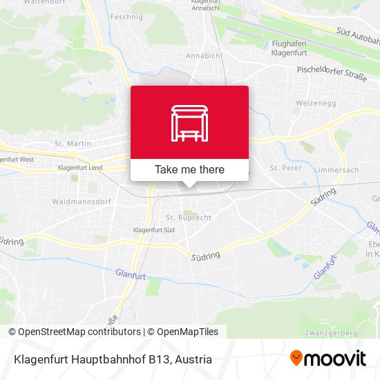 Klagenfurt Hauptbahnhof B13 map