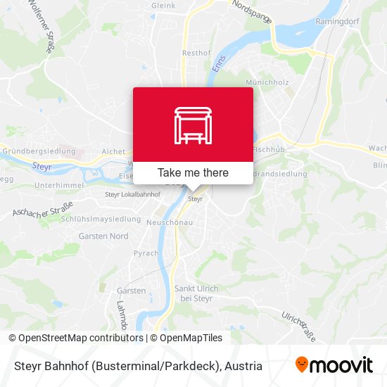 Steyr Bahnhof (Busterminal / Parkdeck) map