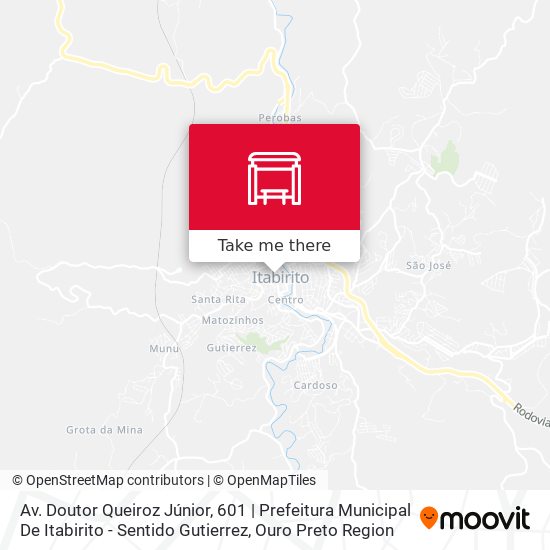 Mapa Av. Doutor Queiroz Júnior, 601 | Prefeitura Municipal De Itabirito - Sentido Gutierrez