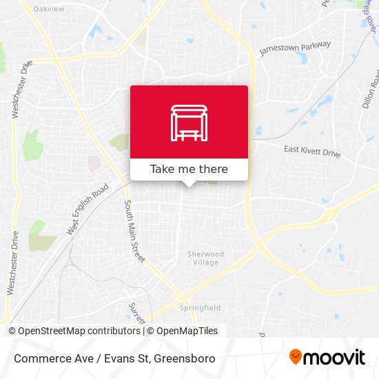 Mapa de Commerce Ave / Evans St