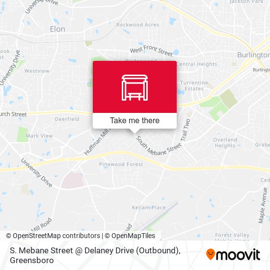 Mapa de S. Mebane Street @ Delaney Drive (Outbound)