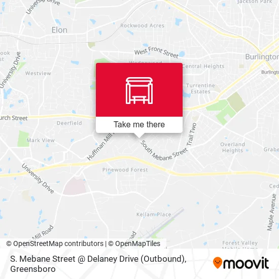 Mapa de S. Mebane Street @ Delaney Drive (Outbound)