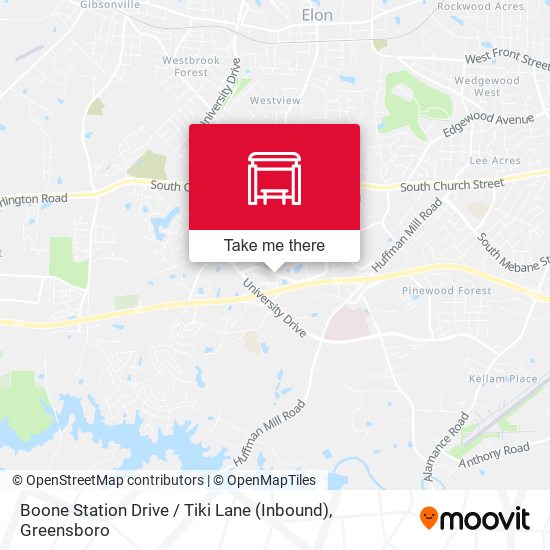 Mapa de Boone Station Drive / Tiki Lane (Inbound)