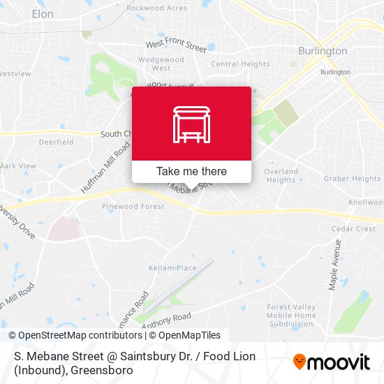 Mapa de S. Mebane Street @ Saintsbury Dr. / Food Lion  (Inbound)