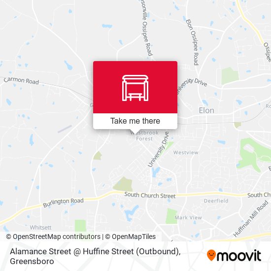 Mapa de Alamance Street @ Huffine Street (Outbound)