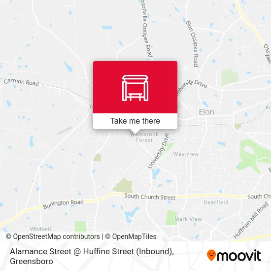 Alamance Street @ Huffine Street (Inbound) map
