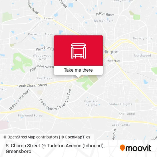 Mapa de S. Church Street @ Tarleton Avenue (Inbound)