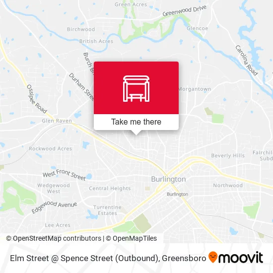 Mapa de Elm Street @ Spence Street (Outbound)