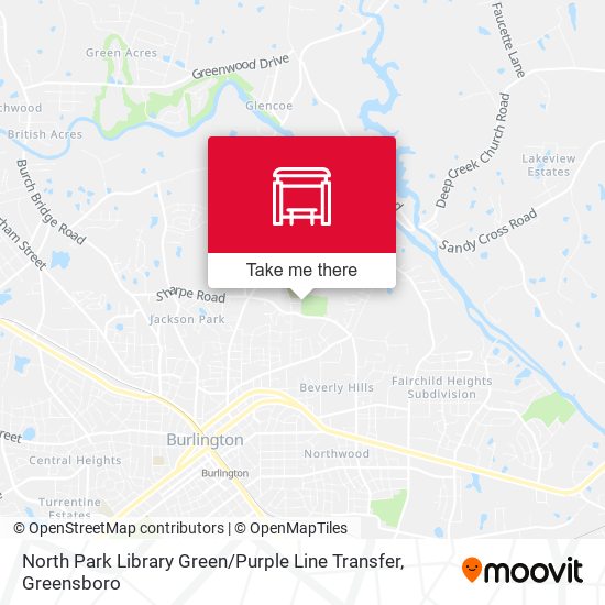 North Park Library Green / Purple Line Transfer map