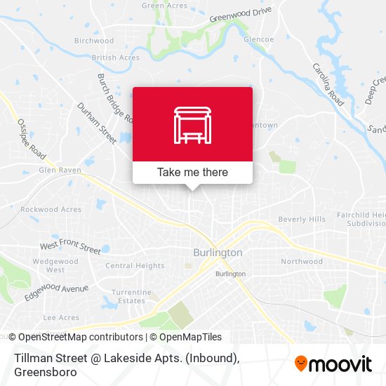 Tillman Street @ Lakeside Apts. (Inbound) map