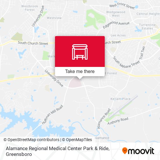 Mapa de Alamance Regional Medical Center Park & Ride