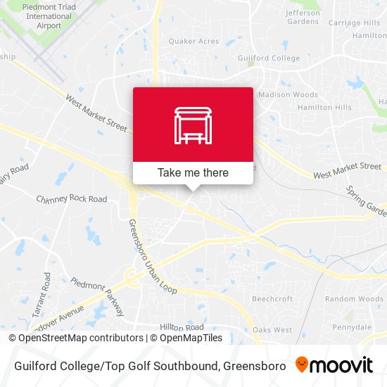 Guilford College / Top Golf Southbound map