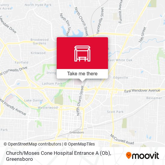 Mapa de Church / Moses Cone Hospital Entrance A (Ob)