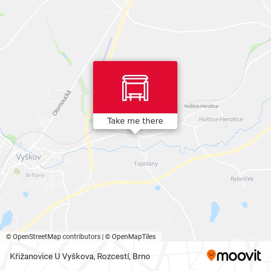 Křižanovice U Vyškova, Rozcestí map