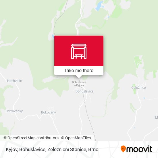 Карта Kyjov, Bohuslavice, Železniční Stanice