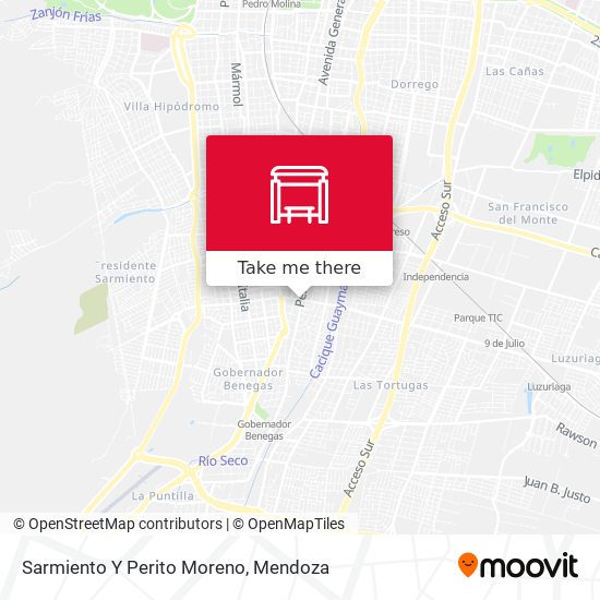 Sarmiento Y Perito Moreno map