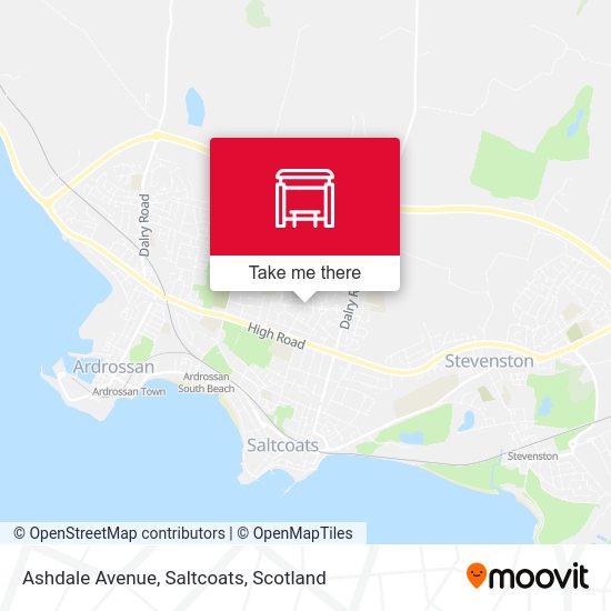 How to get to Ashdale Avenue, Saltcoats in Scotland by Bus or Train?