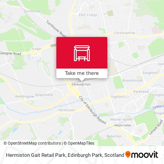 Hermiston Gait Retail Park, Edinburgh Park map