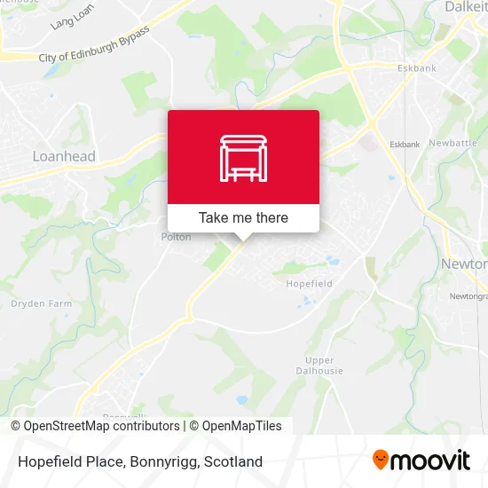 Hopefield Place, Bonnyrigg map