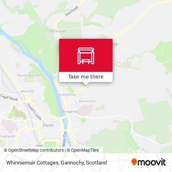 Whinniemuir Cottages, Gannochy map