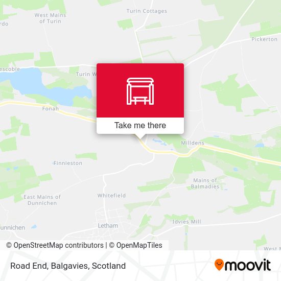 Road End, Balgavies map