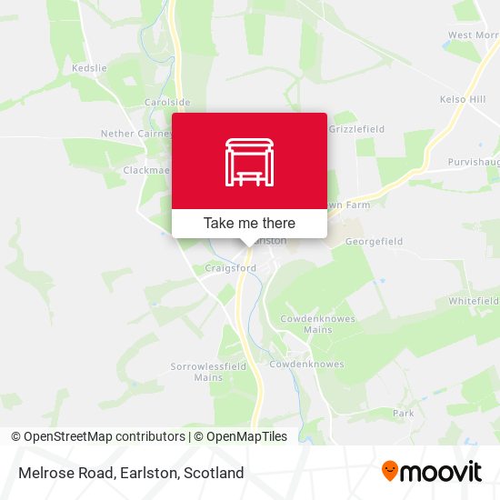 Melrose Road, Earlston map