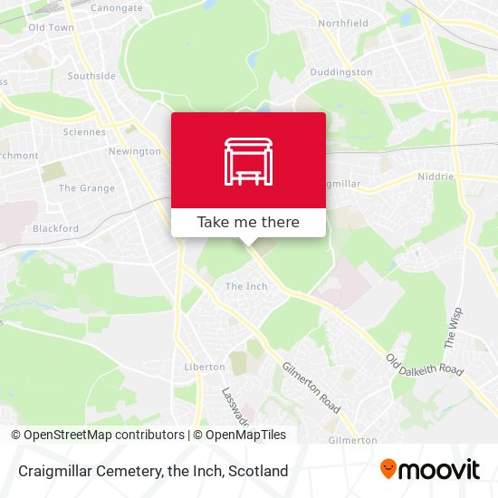Craigmillar Cemetery, the Inch map