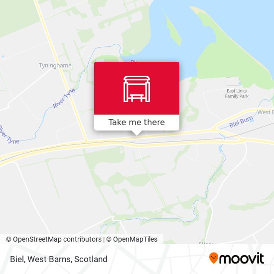 Biel, West Barns map