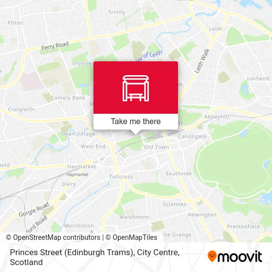 Princes Street (Edinburgh Trams), City Centre map