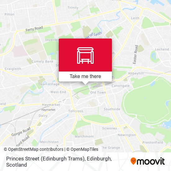 Princes Street (Edinburgh Trams), Edinburgh map
