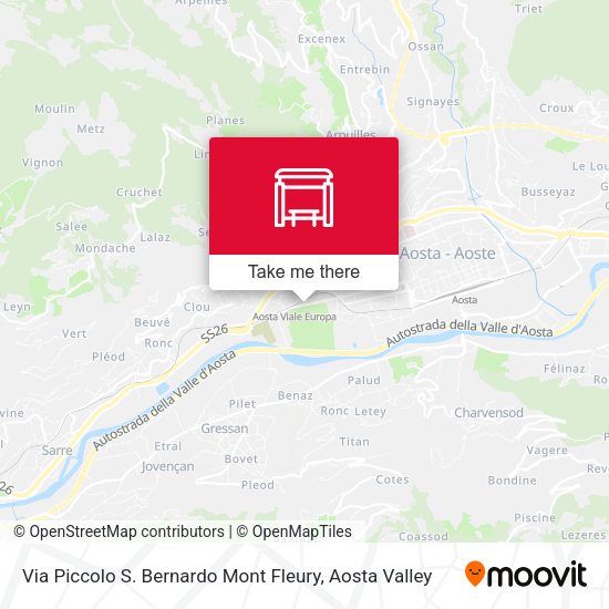 Via Piccolo S. Bernardo Mont Fleury map