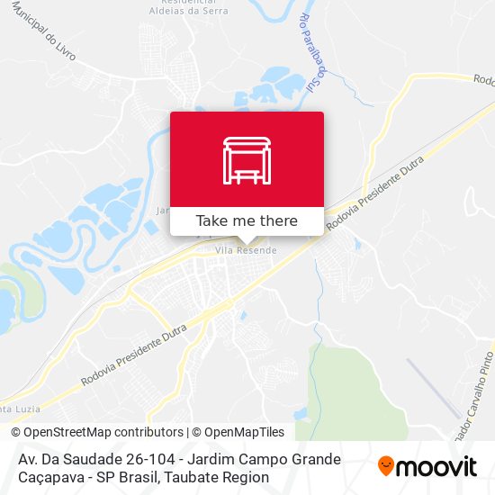 Mapa Av. Da Saudade 26-104 - Jardim Campo Grande Caçapava - SP Brasil