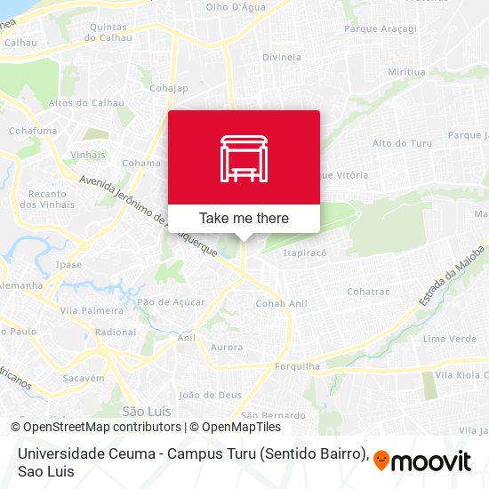 Universidade Ceuma - Campus Turu (Sentido Bairro) map
