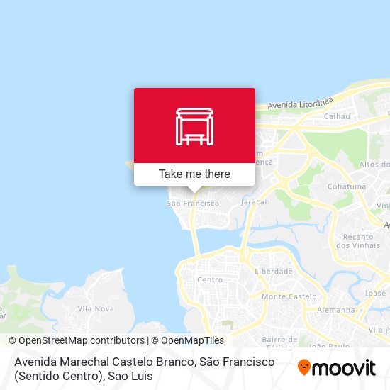 Mapa Avenida Marechal Castelo Branco, São Francisco (Sentido Centro)