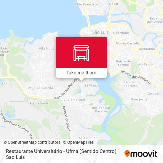 Mapa Restaurante Universitário - Ufma (Sentido Centro)