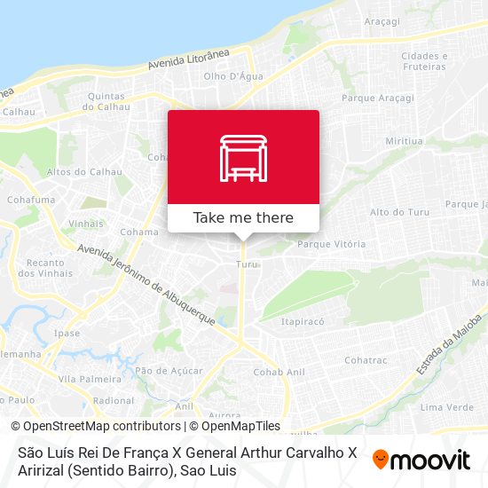 São Luís Rei De França X General Arthur Carvalho X Aririzal (Sentido Bairro) map