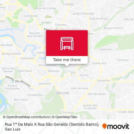 Rua 1º De Maio X Rua São Geraldo (Sentido Bairro) map